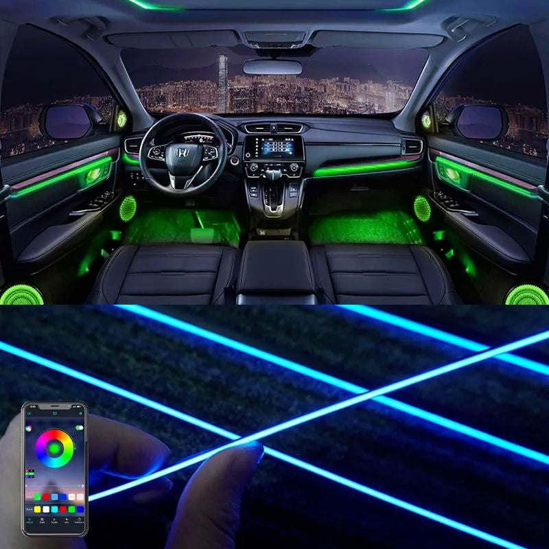 Kit 18 in 1 lumini ambientale auto RGB acrilic, dinamic, wireless