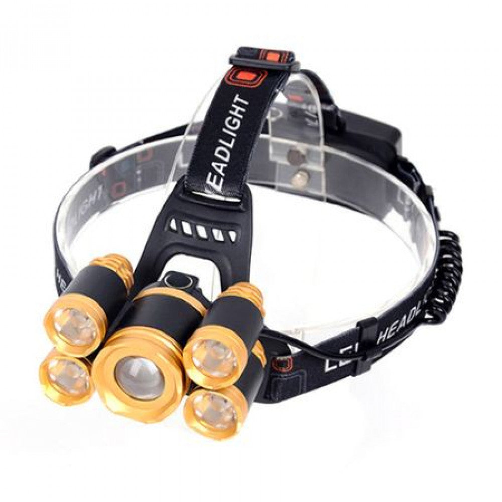 Lanterna frontala cu 2 acumulatori Li-Ion 2000 Lumeni, 5 LED-URI