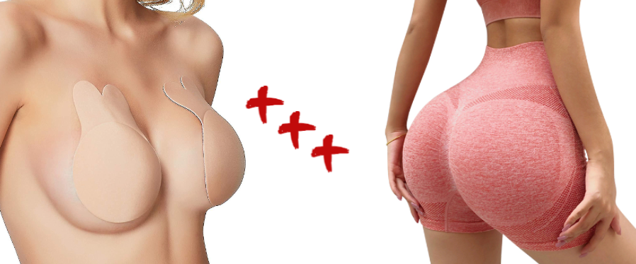 Pachet promotional !! Colanti scurti modelatori + Sutien invizibil cu efect push-up