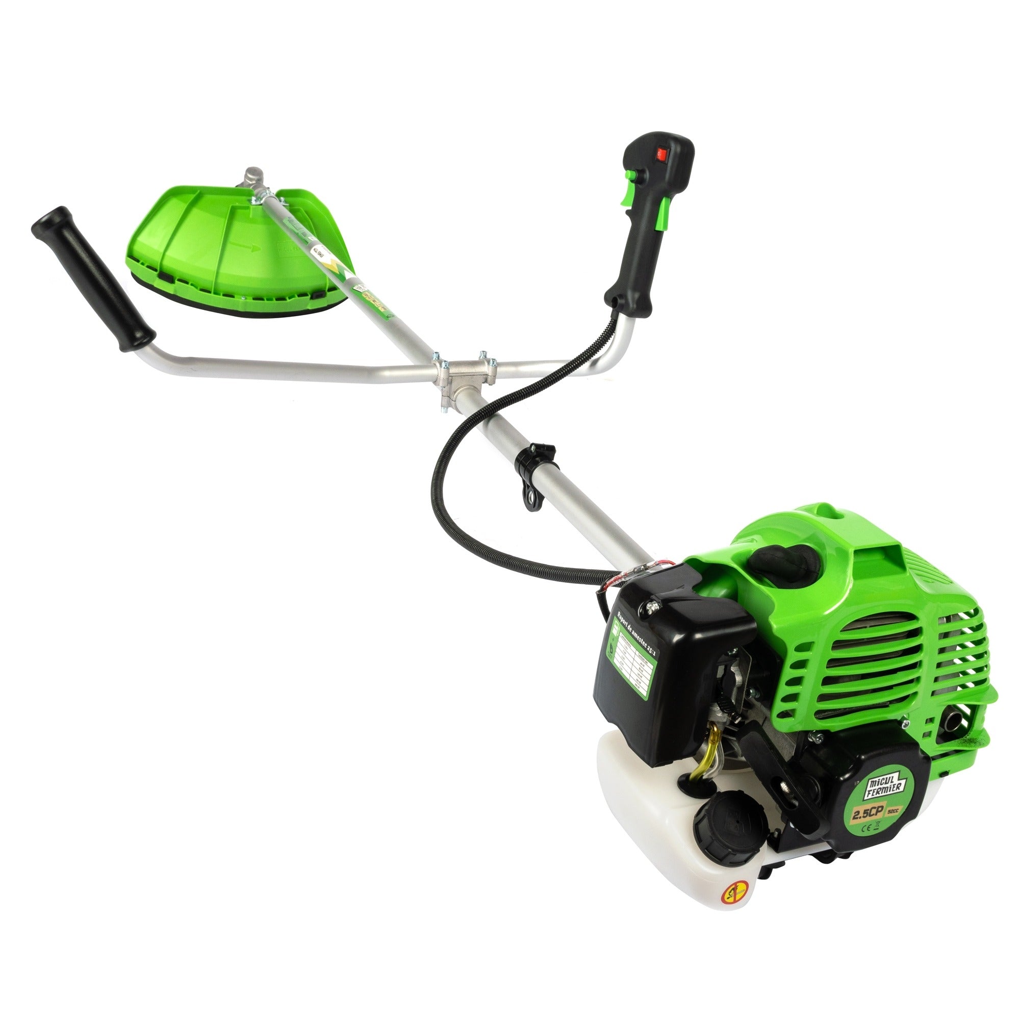 Motocoasa Micul Fermier 2.5CP, 52CC, motor benzina 2T, pornire rapida, 3 accesorii, tija 28mm