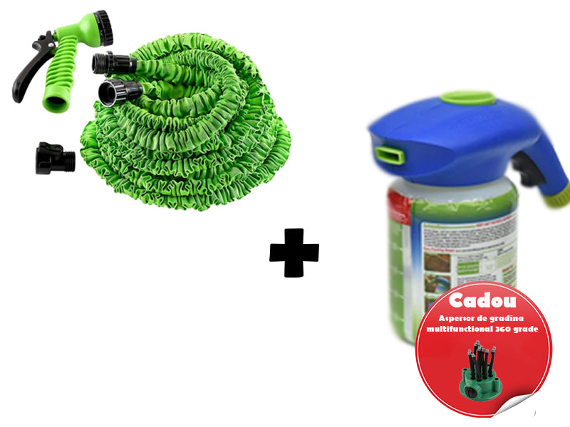 Pachet promotionala Furtun extensibil 30 m+ Pulverizator Hydro Mousse + Aspersor CADOU