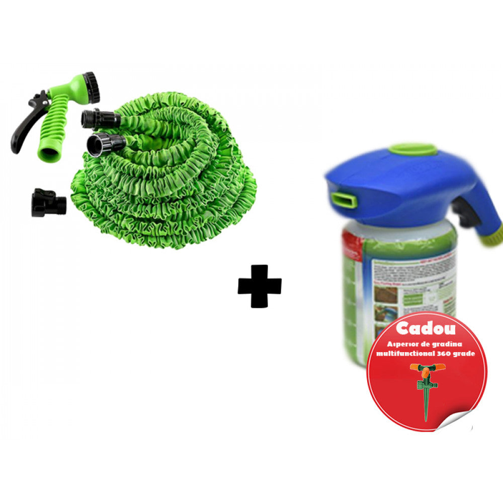 Pachet promotionala Furtun extensibil 30 m+ Pulverizator Hydro Mousse + Aspersor CADOU