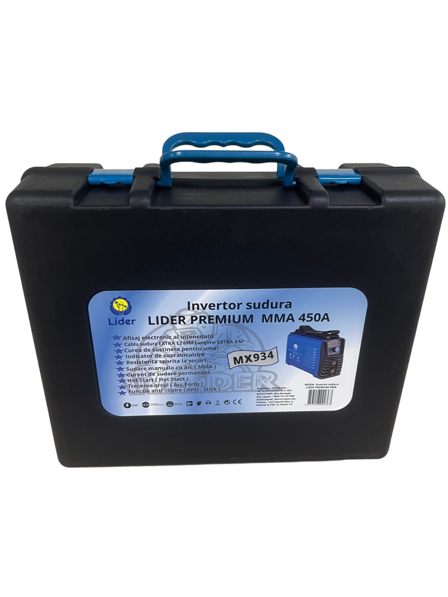 Aparat sudura LIDER PREMIUM MMA 450 A , afisaj electronic, cablu 12mm / 3m , valiza transport