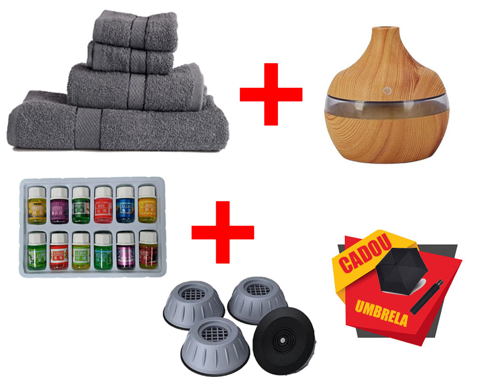 PROMOTIE IMBATABILA! Set 4 prosoape Pakistan, diverse culori  +  Umidificator aromaterapie + Set 2 uleiuri aromaterapie 10 ML + Set 4 suport anti-zgomot masina de spalat + Umbrela Cadou, TOTUL LA DOAR 119.90 LEI!