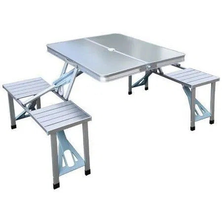 Masa camping pliabila din aluminiu cu 4 scaune