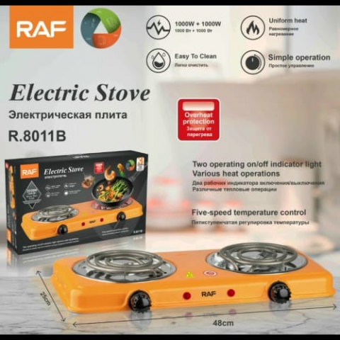 Aragaz electric RAF-8011B 1000+1000 W plita de gatit cu control temperatura protectie la supraincalzire aragaz electric 2000 wati