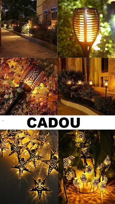 Set 2 Lampi Solare LED pentru Curte sau Gradina cu Efect Real de Flacara Torta Cadou !!! Lumini de decorare 4M