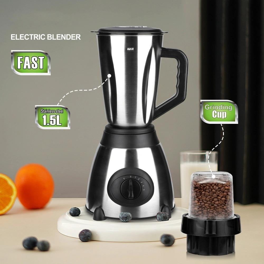 Blender Electric 2 in 1 RAF-300 / RAF-367 cu Vas din Otel Inoxidabil / Sticla si Rasnita pentru Masala, Capacitate 1.5L, 1000W