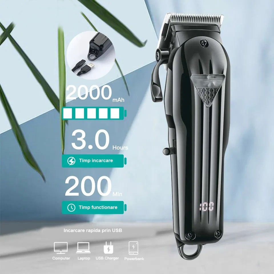 Masina de tuns profesionala cu acumulator, VGR V-282, afisaj LED, 6 gratare 1.5mm - 13mm