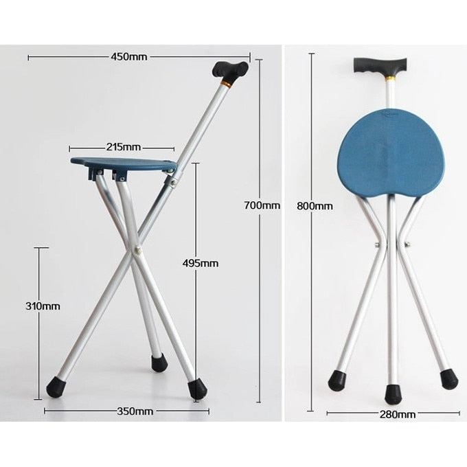 Baston cu scaun pliabil din aluminiu