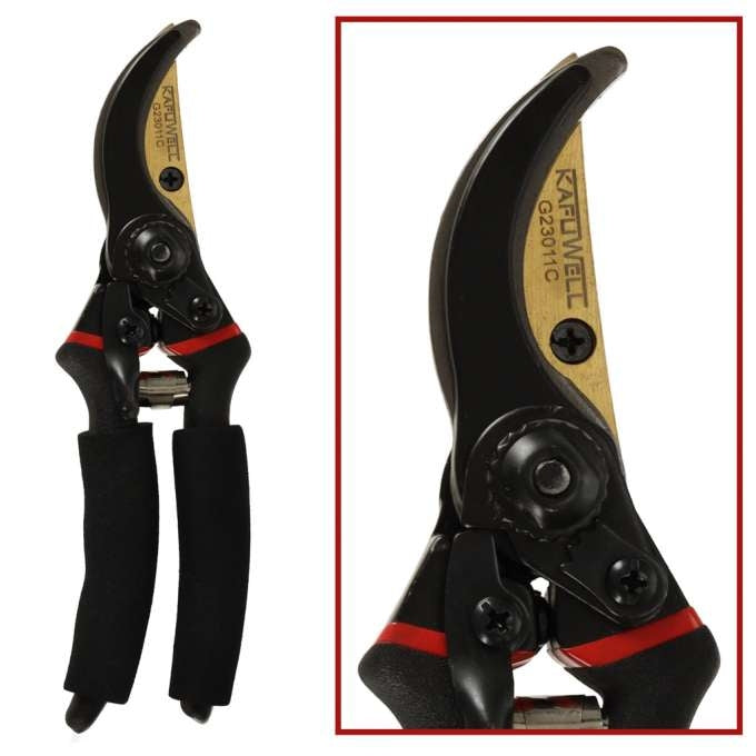 Foarfeca de gradina, otel SK5, 22 cm, pentru arbusti, trandafiri, copaci, manere ergonomice antiaderente