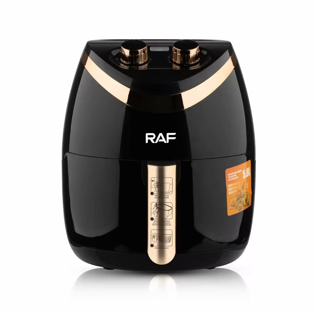 Friteuza Airfryer RAF-5232B, Capacitate 5.8L, 1500W, Negru + Carte Retete