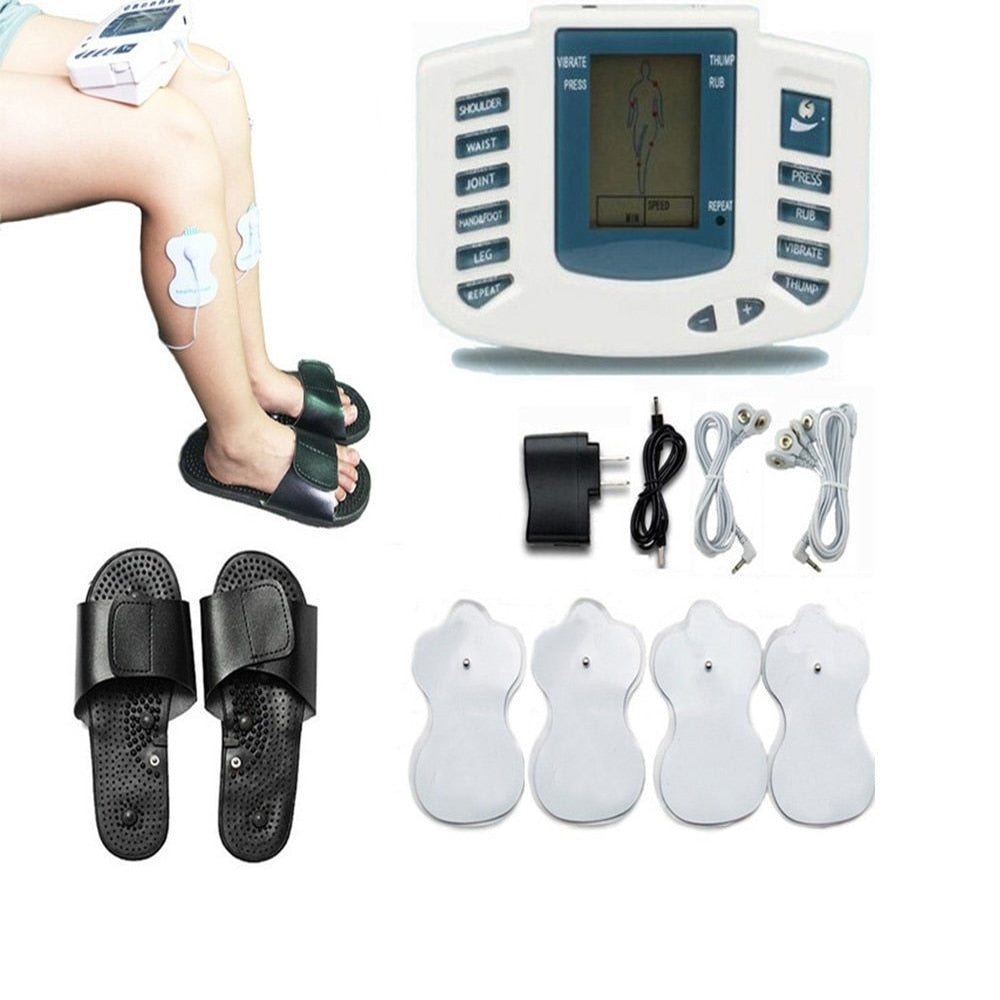 Aparat de electrostimulare cu 2 canale, 4 paduri si papuci terapie