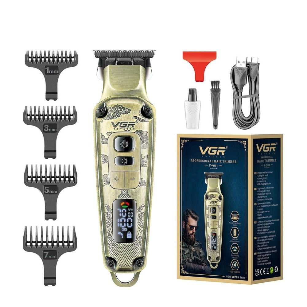 Trimmer VGR V901, USB, LED, acumulator, accesorii incluse