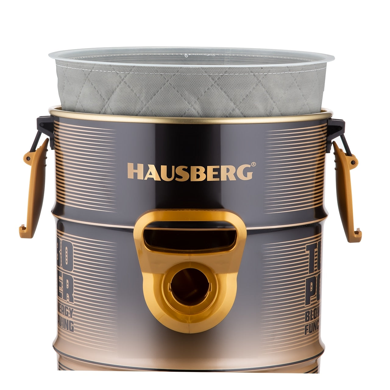 Aspirator Turbo Power Hausberg HB-2835, Putere 2000-2400W, Capacitate 21L, Nivel Zgomot 76dB, Filtru Lavabil, Carcasa Metalica