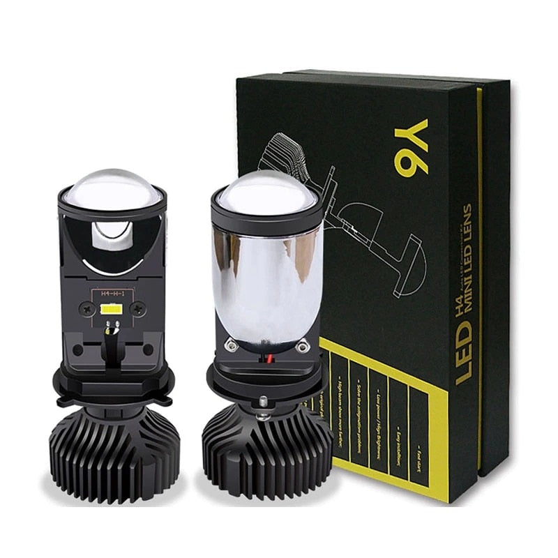 Set 2x Becuri LED H4 Y6 90w 6500k 20000LM cu mini lupa