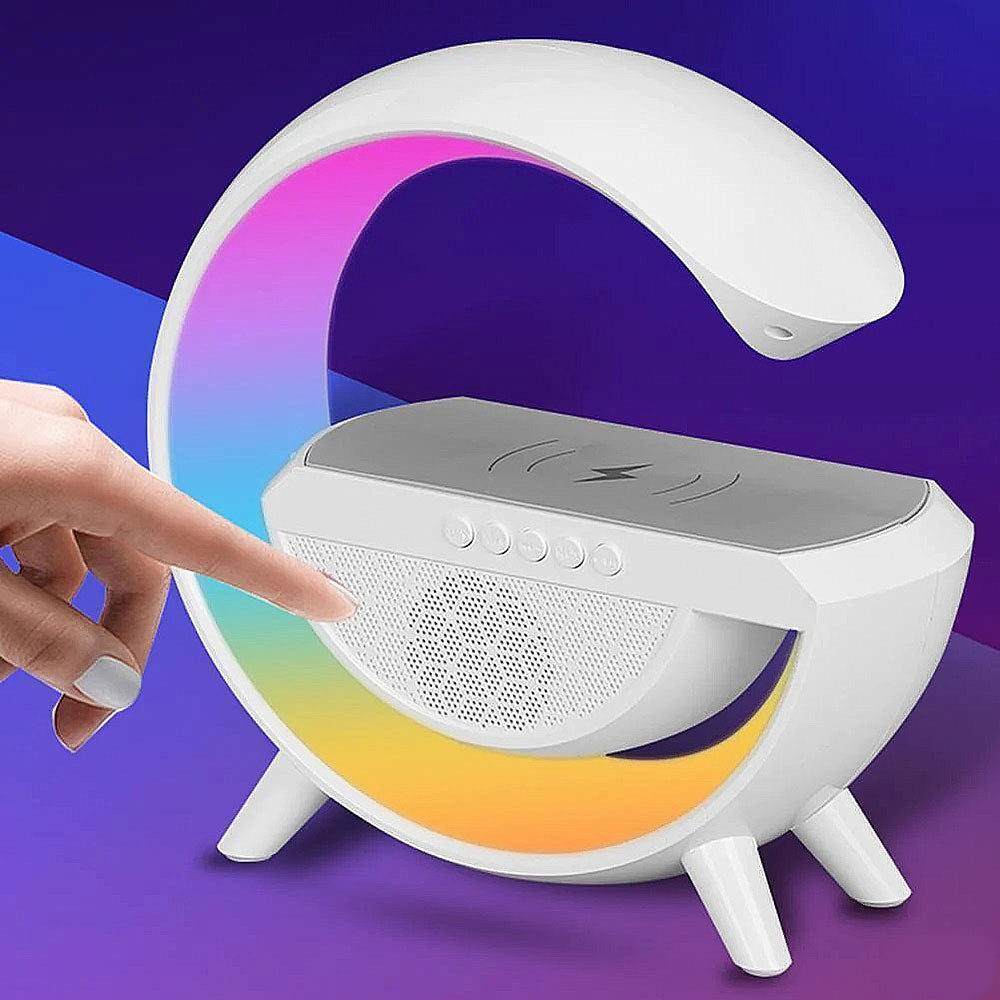 Boxa portabila bluetooth, statie de incarcare wireless, lampa led rgb