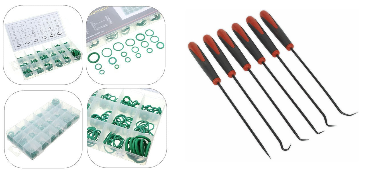 Pachet promotional Set garnituri frigotehnice O-ring pentru aer 279 piese + Set carlige lungi, 6 piese