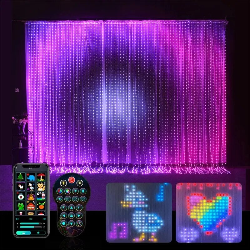 Perdea cu lumini LED Smart, control aplicatie, 400 led, 2x2m