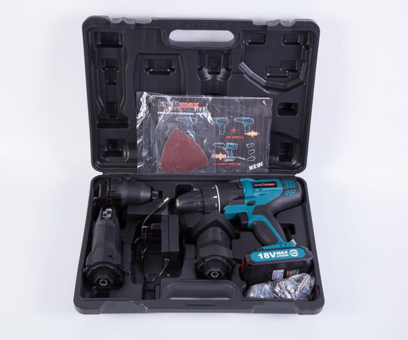 Bormasina multifunctionala 4 in 1 functie de gaurit, slefuit, insurubat si taiat, cu acumulator 18V