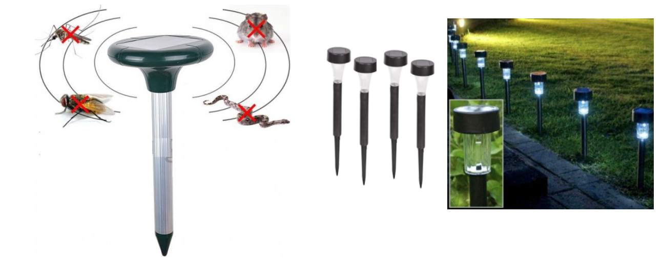 Pachet Promotional Aparat impotriva daunatorilor Solar Animal Repeller + Set 4 lampi solare de gradina