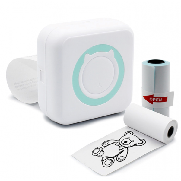 Mini imprimanta termica, portabila, bluetooth, 10 role incluse