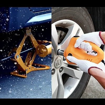 Set reparatii auto - Cric si cheie 12 v