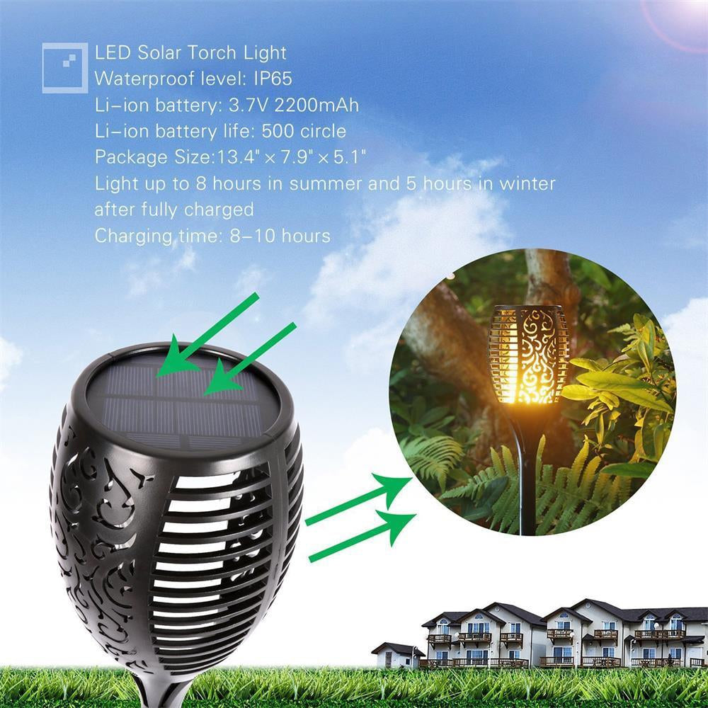 Lampa Solara LED pentru Curte sau Gradina cu Efect Real de Flacara Torta