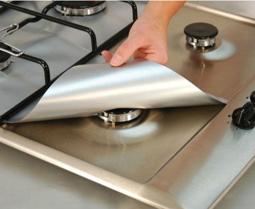 Set Protectie Aragaz !!!!Protecție din aluminiu pentru gătit + Set 4 folii detasabile de protectie pentru aragaz, usor de spalat