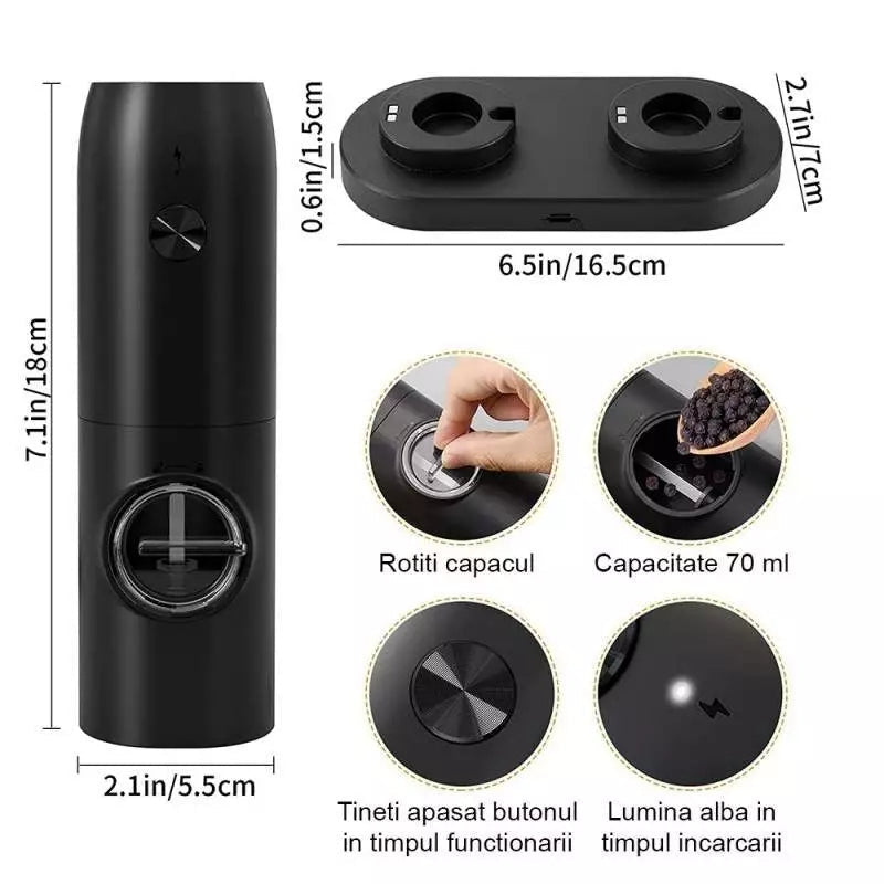 Set 2 Rasnite Electrice pentru sare, piper sau condimente