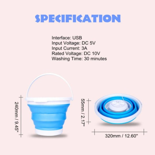 Mini mașină de spălat portabilă, turbină pliabilă perfecta pentru călătorii si domiciliu