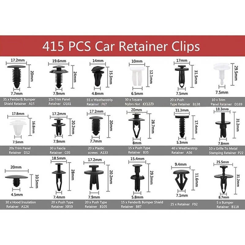 Set 415 piese cleme de fixare, clipsuri auto cu instrumente de demontare