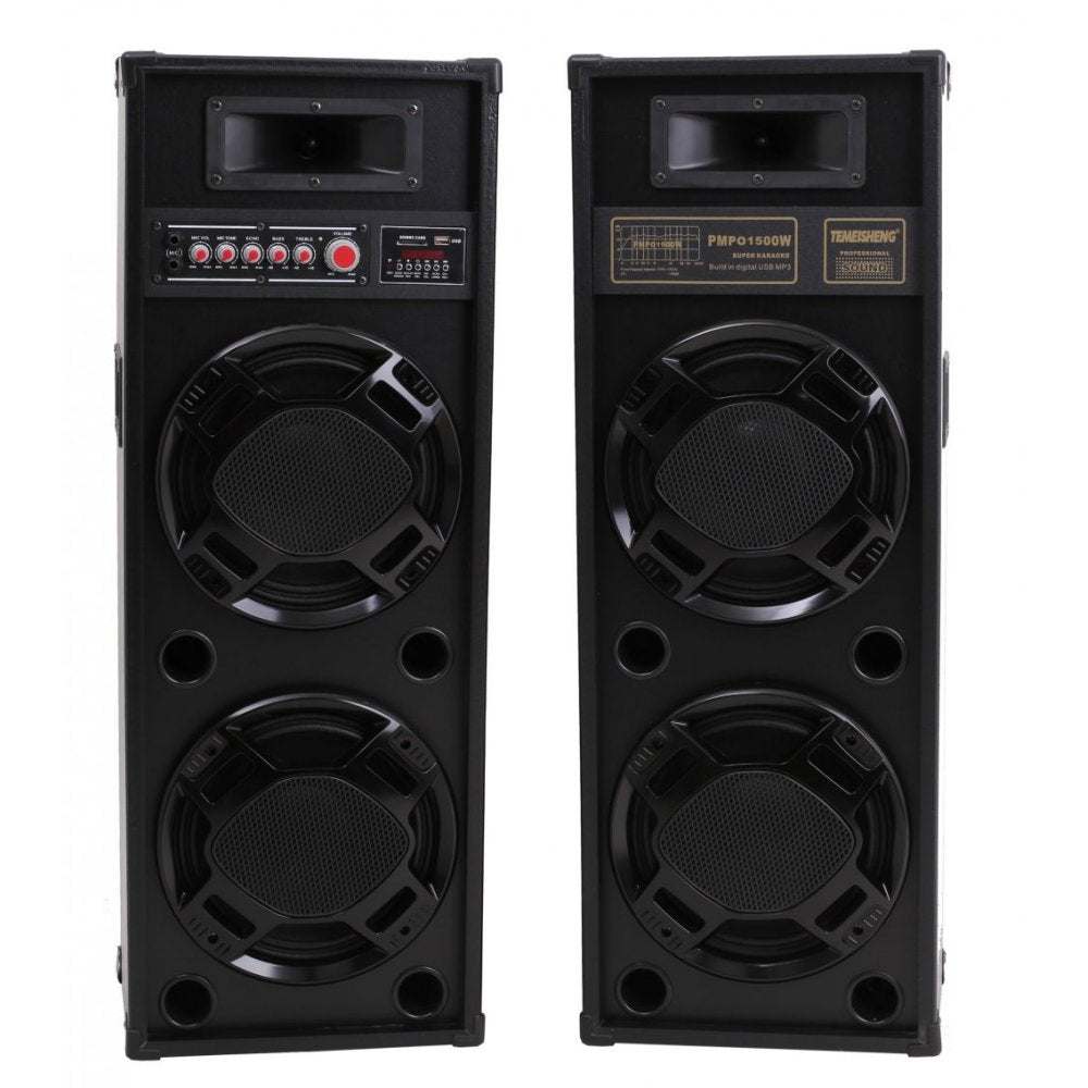 Set Boxe Active, Karaoke , Statie Amplificare, 2 Difuzoare, Bluetooth, USB, SD, Power Sound