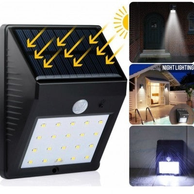 Set 2 Lampi solare de perete cu 30 LED si senzor de miscare