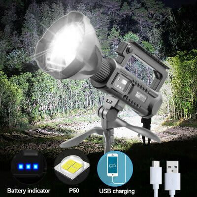 LANTERNA LED, REINCARCABILA, FUNCTIE POWERBANK, 4 MODURI ILUMINARE, TREPIED INCLUS