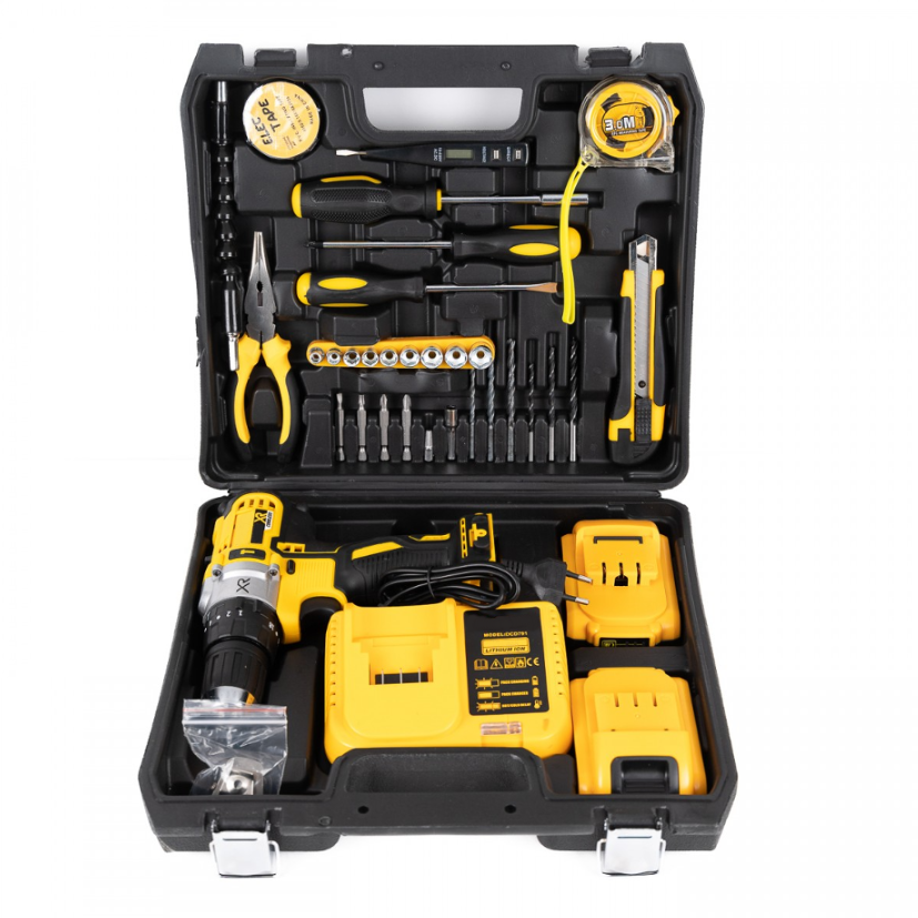 Trusa bormasina XR angrenaj metalic, 2 acumulatori, 36V, 8Ah, incarcator si 30 accesorii