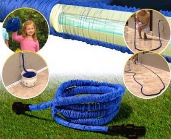 Furtun 30 Metri Expandabil + Set 6 Lampi solare de gradina