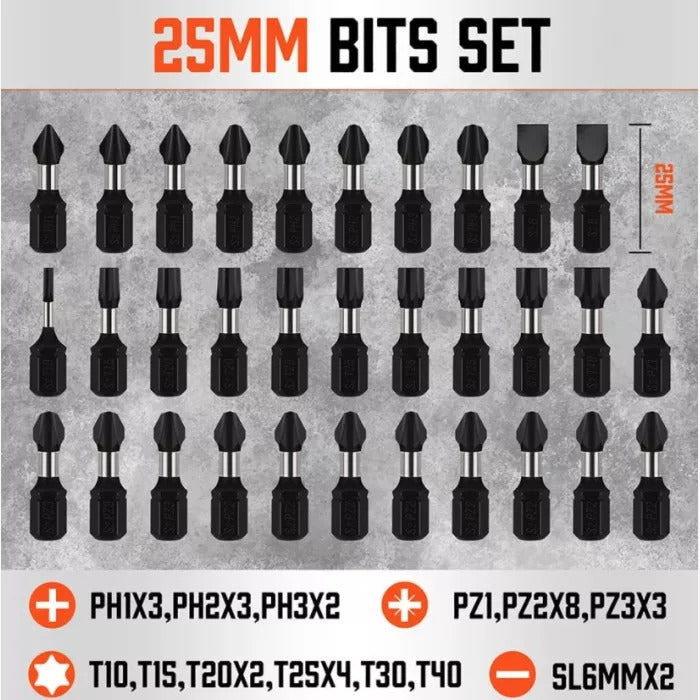 Set 42 Biti de impact, cu tija hexagonala