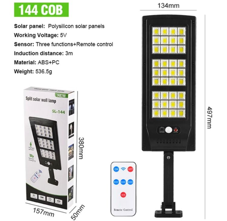 LAMPA SOLARA CU SENZOR DE MISCARE SI TELECOMANDA 144 LED-URI SMD
