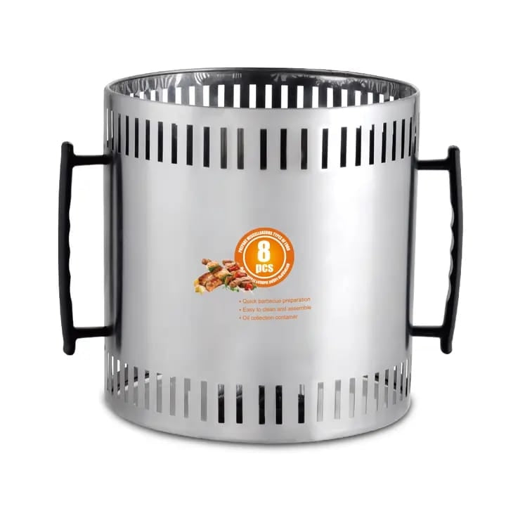 Gratar Electric Vertical RAF-8619, Fara Fum, 1200W, 8 Frigaruie Rotative din Otel