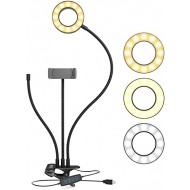 Suport flexibil pentru telefon cu 3 moduri de iluminare Ring Light